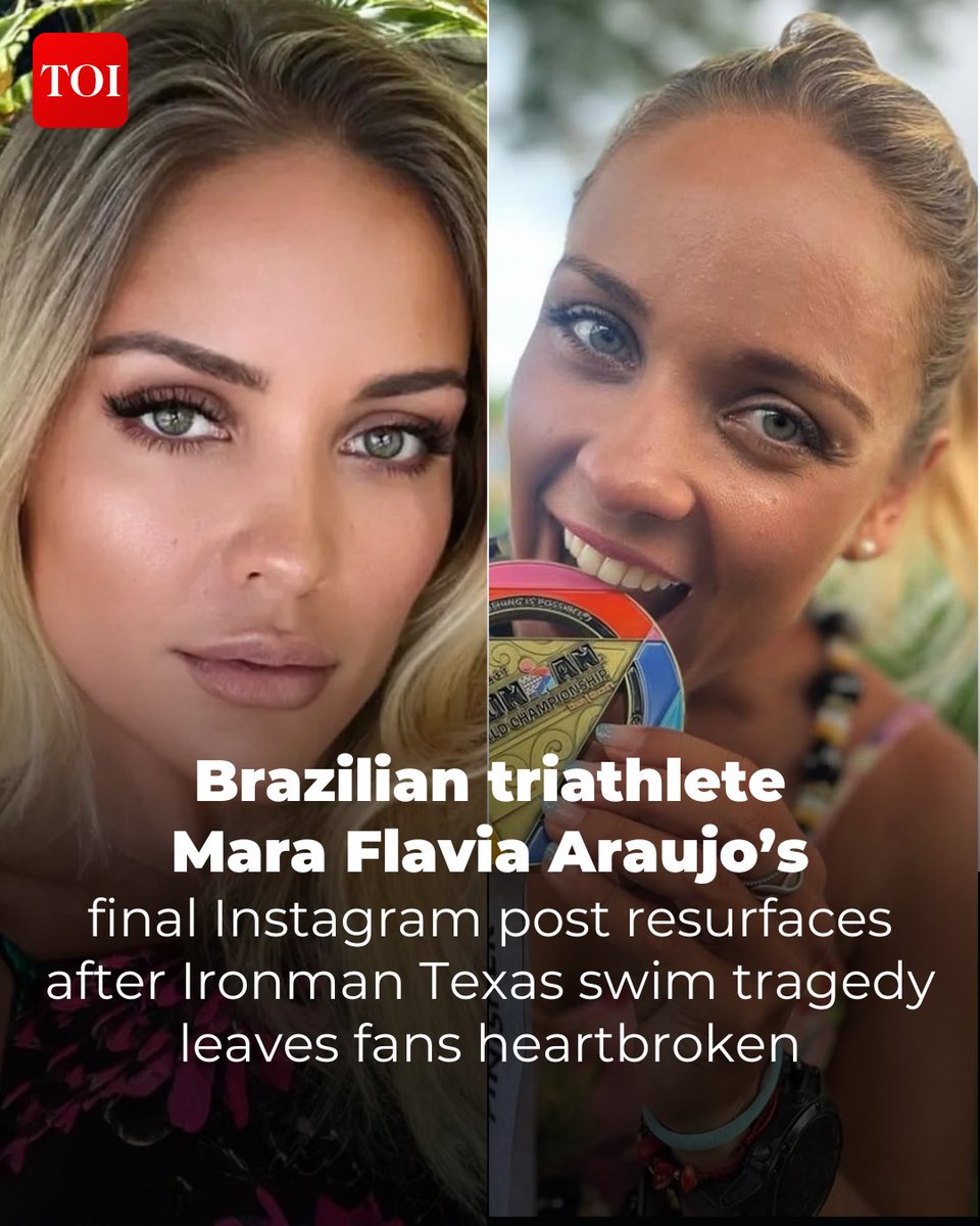 timesofindia's tweet image. Brazilian triathlete Mara Flavia Araujo died during the #swimming leg of the #Ironman Texas triathlon on April 19, 2026. Her last Instagram post, shared hours earlier, has gone viral after her death. 

Read here 🔗toi.in/qy5k8a
