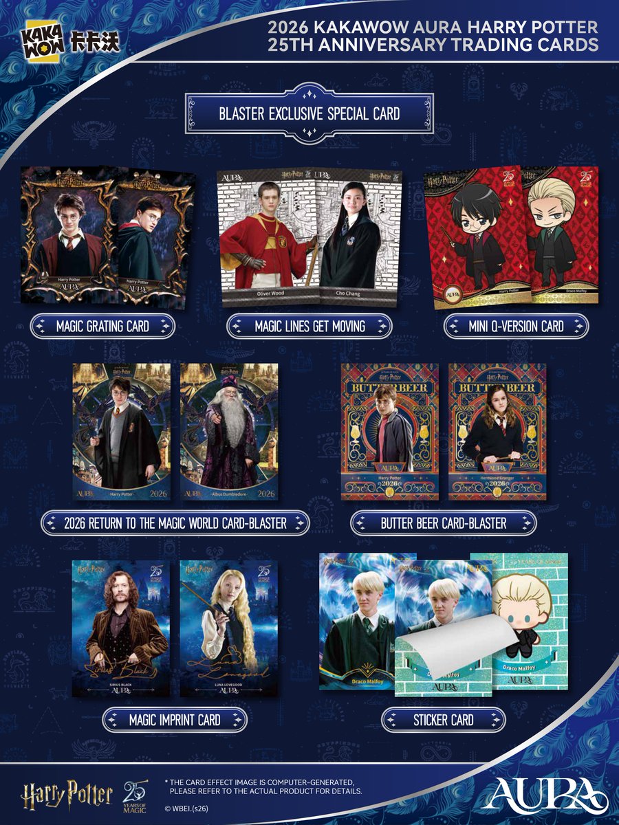 MintHeadquarter's tweet photo. 【製品情報】
2026年4月下旬 発売予定
▼ 2026 KAKAWOW AURA HARRY POTTER 25th

【HOBBY】▶https://t.co/L0smIqAOgc
【BLASTER】▶https://t.co/xcZEsk26nb 

Kakawow社から映画ハリー・ポッター誕生から25周年を記念した商品が登場！
各キャラクターや名シーンのカードが勢揃い！様々なインサートやパラレルも手に入る！

#トレカ発売情報