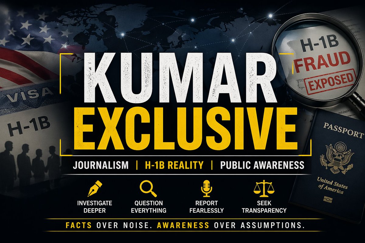 KumarXclusive's tweet image. A Telugu video about this topic shared my experiences to telugu audience 

#telugu  vid: What I’ve Seen: H-1B Fraud, Media Silence &amp;amp; My Journey in Journalism || KE
youtu.be/WLZF_l7xVyE