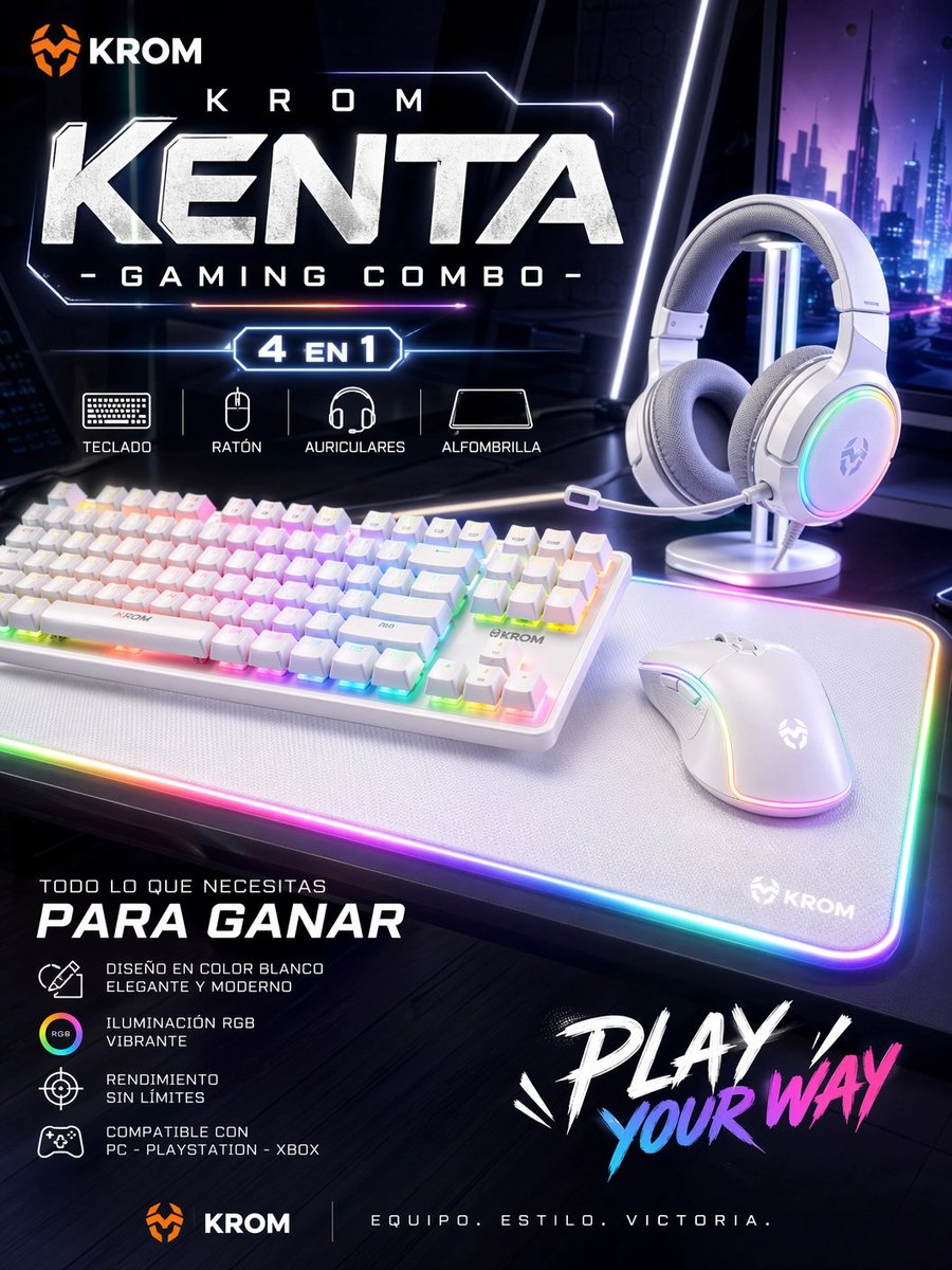 auro_cola's tweet image. ¡Eleva tu experiencia gaming con el combo Krom Kenta 4 en 1! 🎮 Teclado, ratón, auriculares y alfombrilla con iluminación RGB en un elegante diseño blanco. Todo lo que necesitas para dominar el juego. ¡Llévatelo por solo 34,19€!
newblackmas.com/product/krom-k…
#KromKenta #Gaming #RGB