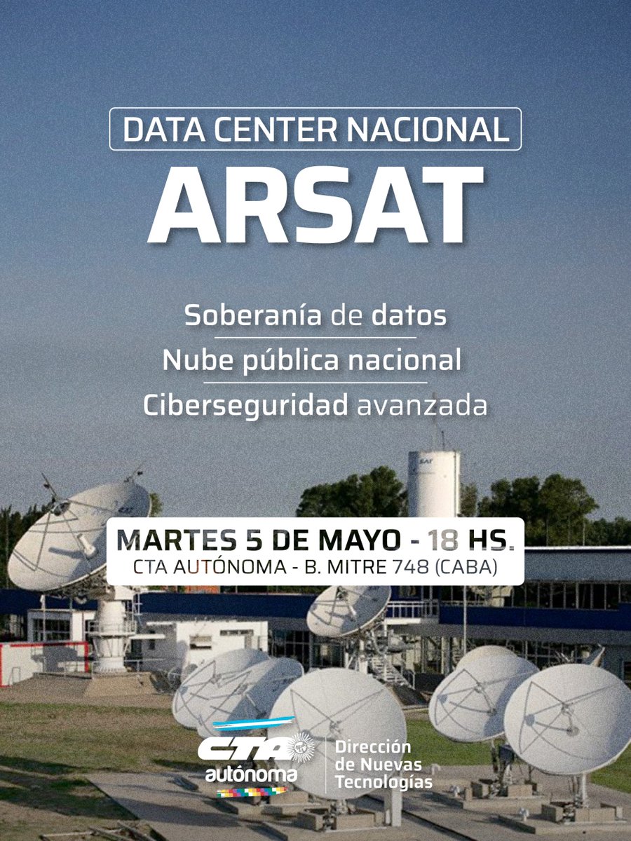 ctaa_foetra's tweet photo. Energía y datos: una decisión estratégica para el trabajo y la soberanía
Proyecto de Foetra-Arsat y Coordinación Gremial CNEA-ATE 
#arsat #foetra #cta https://t.co/C1rNq897uc