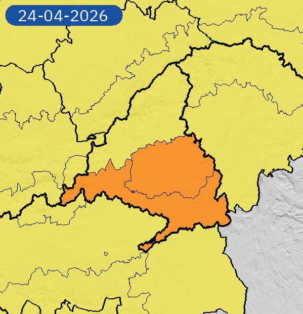 AEMET_Madrid's tweet photo. 24/04 02:48 AVISOS HOY | Comunidad de Madrid: tormentas y lluvias. Nivel máximo de aviso: naranja.
Actualizaciones en https://t.co/wtnxfrPjIy https://t.co/isUJuKIhld