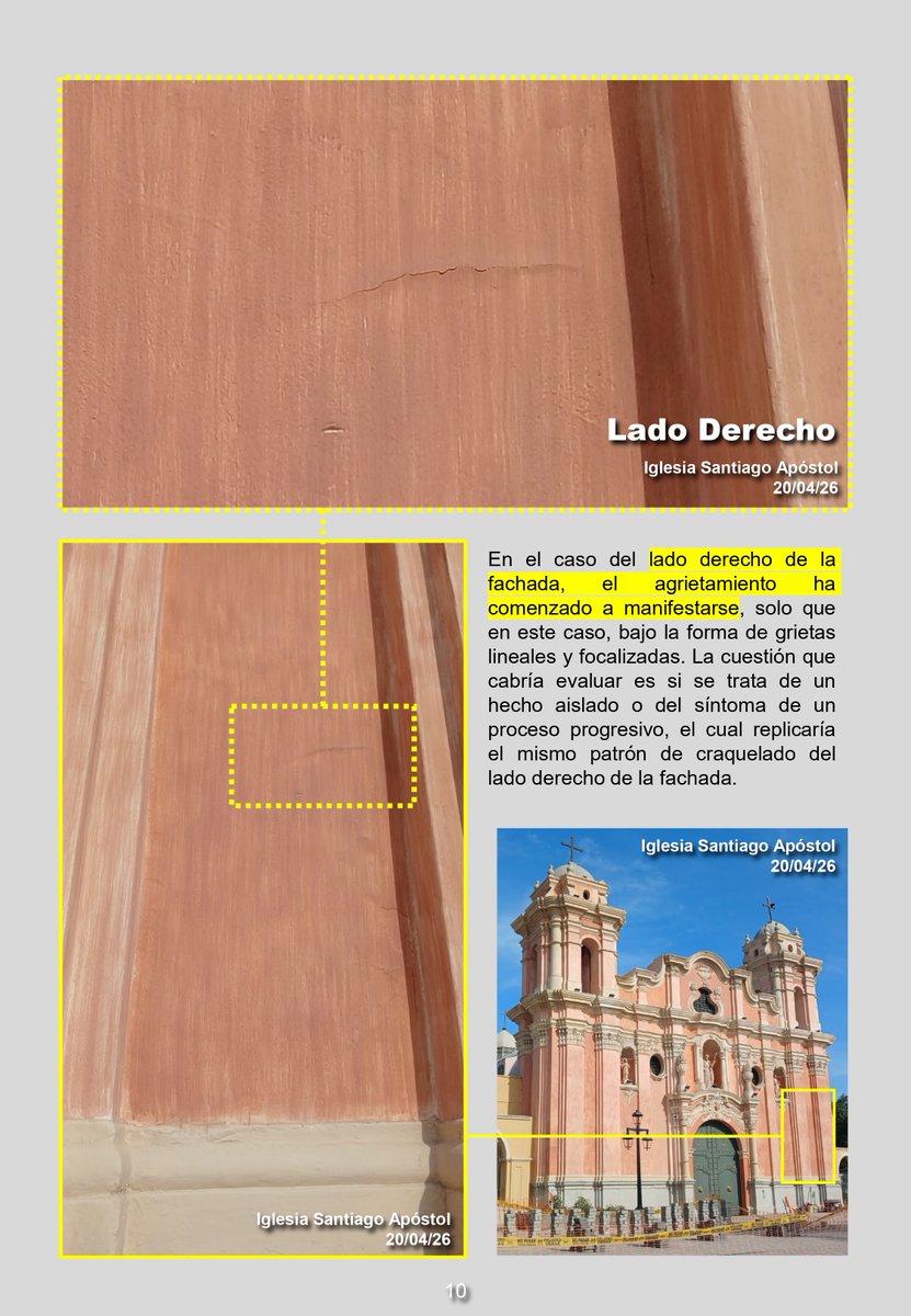 el_residente's tweet photo. Es necesario que #PROLIMA vuelva de acceso público el estudio técnico que sustenta la intervención en la fachada de la iglesia de Santiago Apóstol de #Surco. Es menester que la @munisurco1 indique qué medidas se tomarán para reparar las grietas y evitar que el daño se extienda. https://t.co/jODS5b5LHI