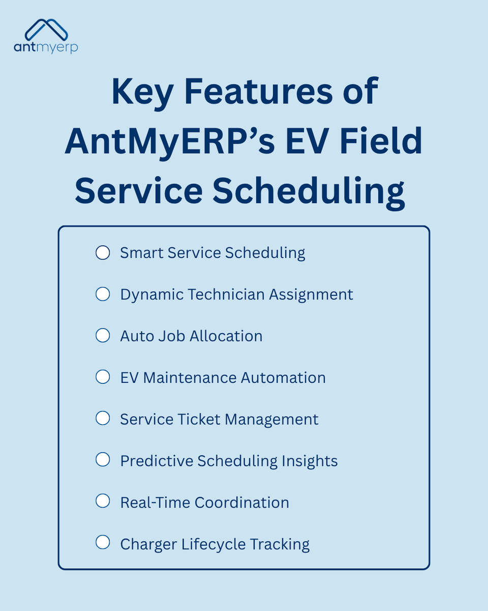 AntmyErp's tweet image. EV charger down? Don’t leave drivers waiting! AntMyERP auto-assigns techs, tracks jobs in real-time &amp;amp; fixes issues faster.Keep your EV network running smooth! 
Read More: rfr.bz/t7540e4

#EVInfrastructure #TechSolutions #ServiceAutomation #AntMyERP#FieldServiceScheduling