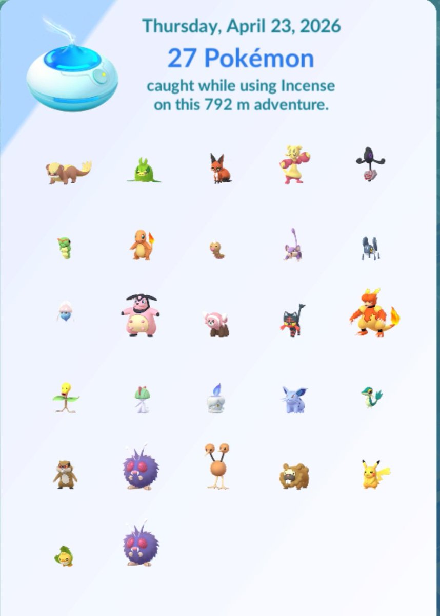 lblancelot's tweet image. Today from the daily incense... ✨✨✨🌫 There is no way to tell from the screen shot. 🤓 #Shiny #ShinyPokemon #PokemonGO #PokemonGOApp
