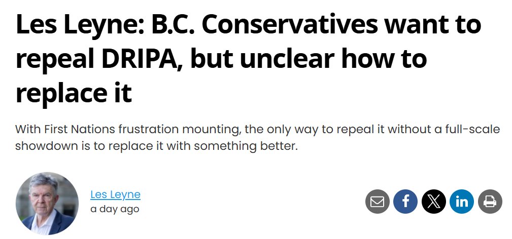 SChandraHerbert's tweet photo. Les Leyne is right: the constitutional rights of Indigenous people aren’t going anywhere.

Here’s why “Repeal DRIPA” is a slogan, not a solution. 🧵 https://t.co/DTFetANz56