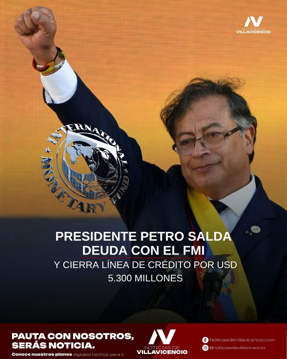 El Gobierno del presidente Gustavo Petro anunció la cancelación total de la línea de crédito flexible del ex presidente Duque con el Fondo Monetario Internacional por USD 5.300 millones, logrando saldar por completo las obligaciones del país con este organismo.