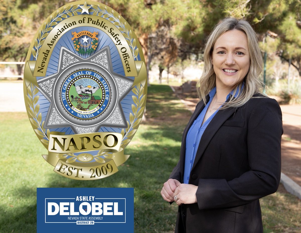 AshleyDelobel's tweet photo. Honored to receive the endorsement of Nevada Association of Public Safety Officers! Thank you. https://t.co/3ID1uYTpp2