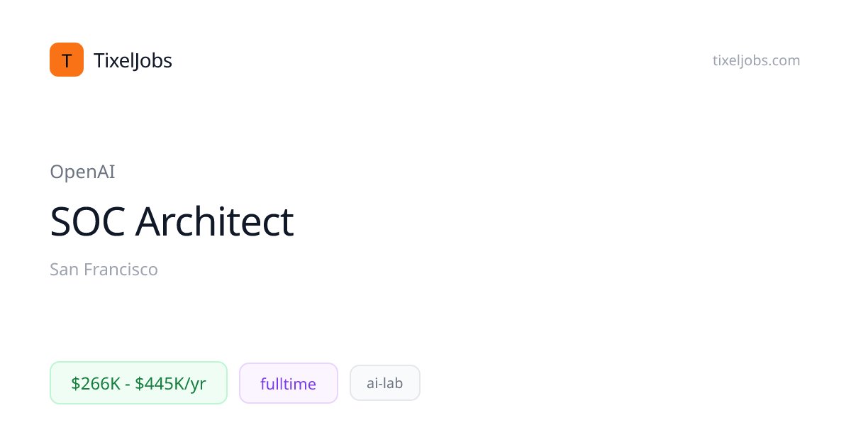 tixeljobs's tweet image. 🚀 SOC Architect at OpenAI
📍 San Francisco
💰 $266K - $445K/yr

Apply now 👇
tixeljobs.com/jobs/31d88dfe0…

#AIJobs #Hiring #Other #ailab