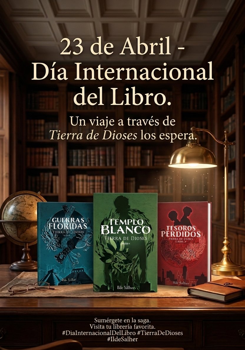 IldeSalher's tweet photo. Celebrando  este Día Mundial del Libro. 2023 fue el año que lanzamos Templo Blanco, 2025 Guerras Floridas, y este 2026 el final de la trilogía con Tesoros Perdidos. Gracias a los que están a la espera de la conclusión  de la serie. #DiaMundialDelLibro #libros #WritingCommunity https://t.co/bZbIP00mdP