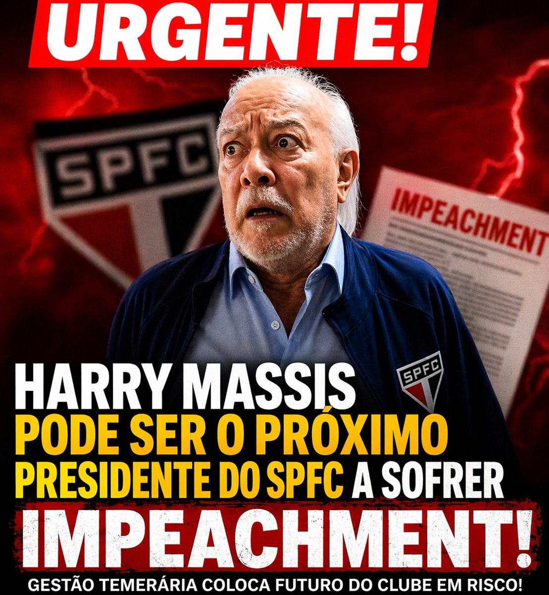 🚨URGENTE🚨
HARRY MASSIS PODE SER O PRÓXIMO PRESIDENTE DO SAO PAULO FC A SOFRER IMPEACHMENT. 

INF: <a href="/ramoni_artico/">Ramoni Artico</a>