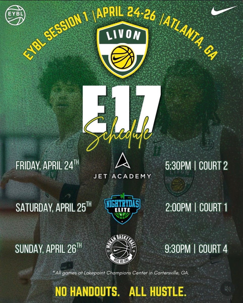 ajw23_4's tweet photo. Coaches here is my schedule for Nike EYBL Session 1 in Atlanta! https://t.co/M14TdazVya