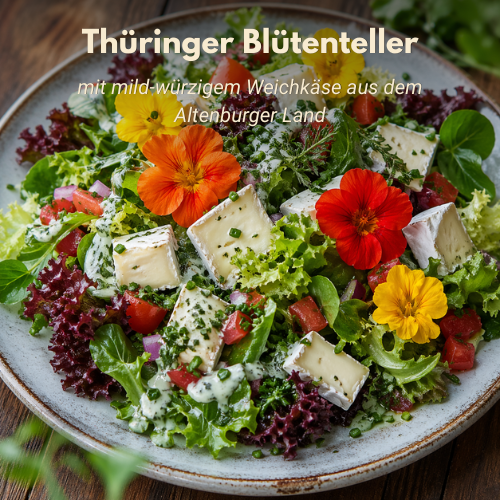 sanapendium's tweet photo. Regionalität muss nicht schwer wirken.
Dieser Thüringer Blütenteller zeigt, wie frisch Heimat schmecken kann: mit knackigem Salat, Tomaten, Kräutern, essbaren Blüten und mild-würzigem Weichkäse aus dem Altenburger Land. 🌿🌸🧀

#Thüringen #Regionalküche #Blütenteller #Weichkäse https://t.co/1v3uFCit17