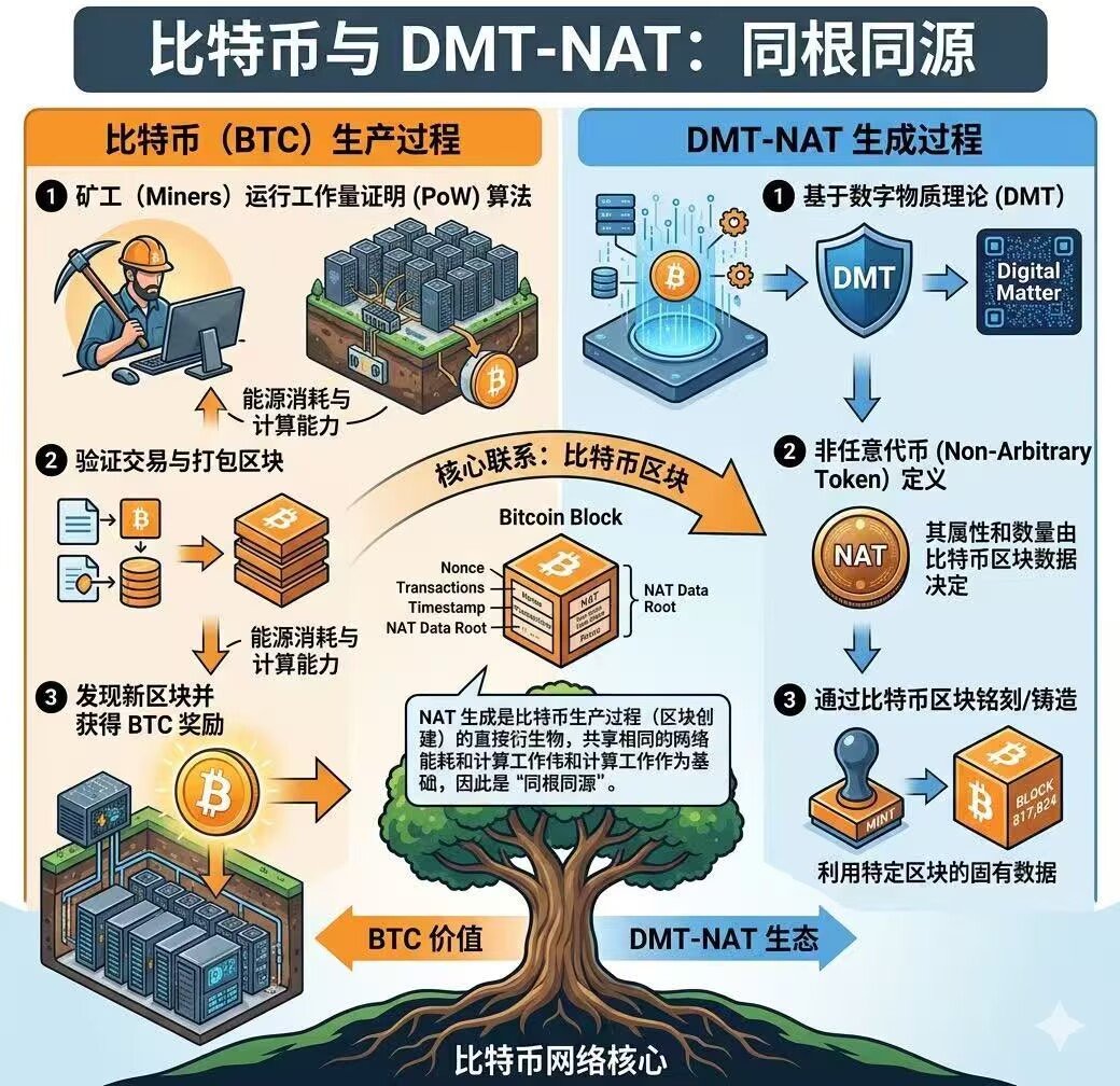 $NAT 真正做到完全与比特币同根同源，一张图解析