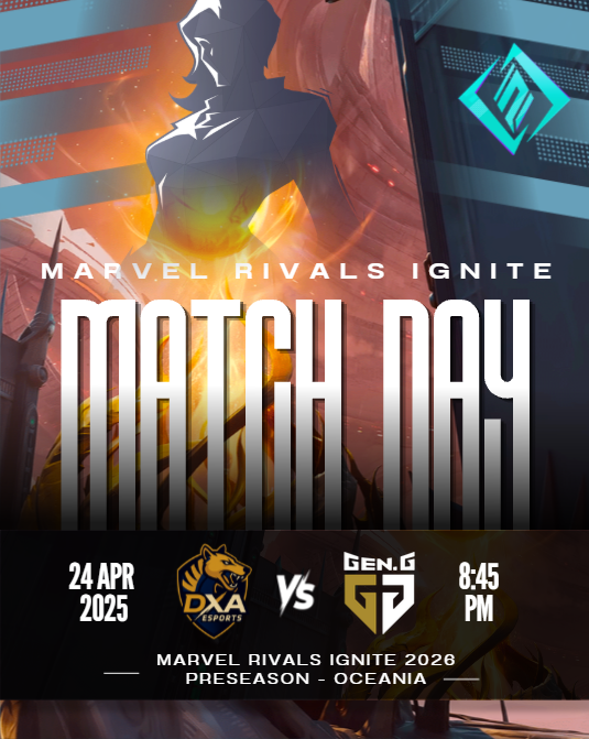 DXAEsports's tweet photo. Matchday has arrived.

The MRI Preseason Oceania campaign begins today, with DXA Esports taking on @GenG  in our opening match.

Preparation is complete...now it’s time to perform🔥

#EZ4DXA #MarvelRivals #MRI #Oceania https://t.co/7NKsEsjPFA