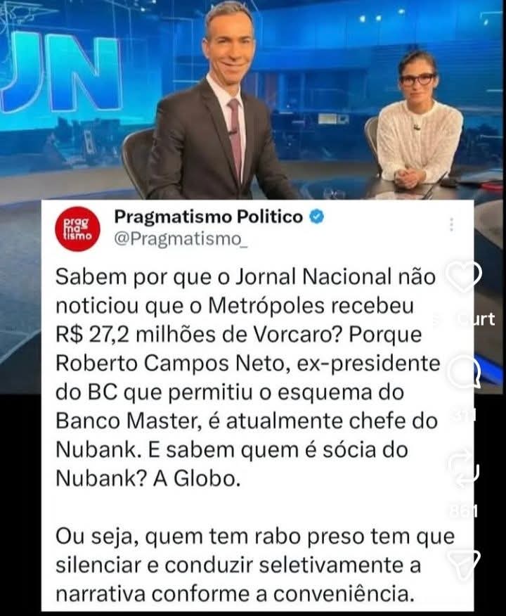Toldos sabemos que a Globo é o ovo da serpente chocado na ditadura militar - o pior período da nossa história. 

<a href="/Pragmatismo/">Juan Carlos</a>