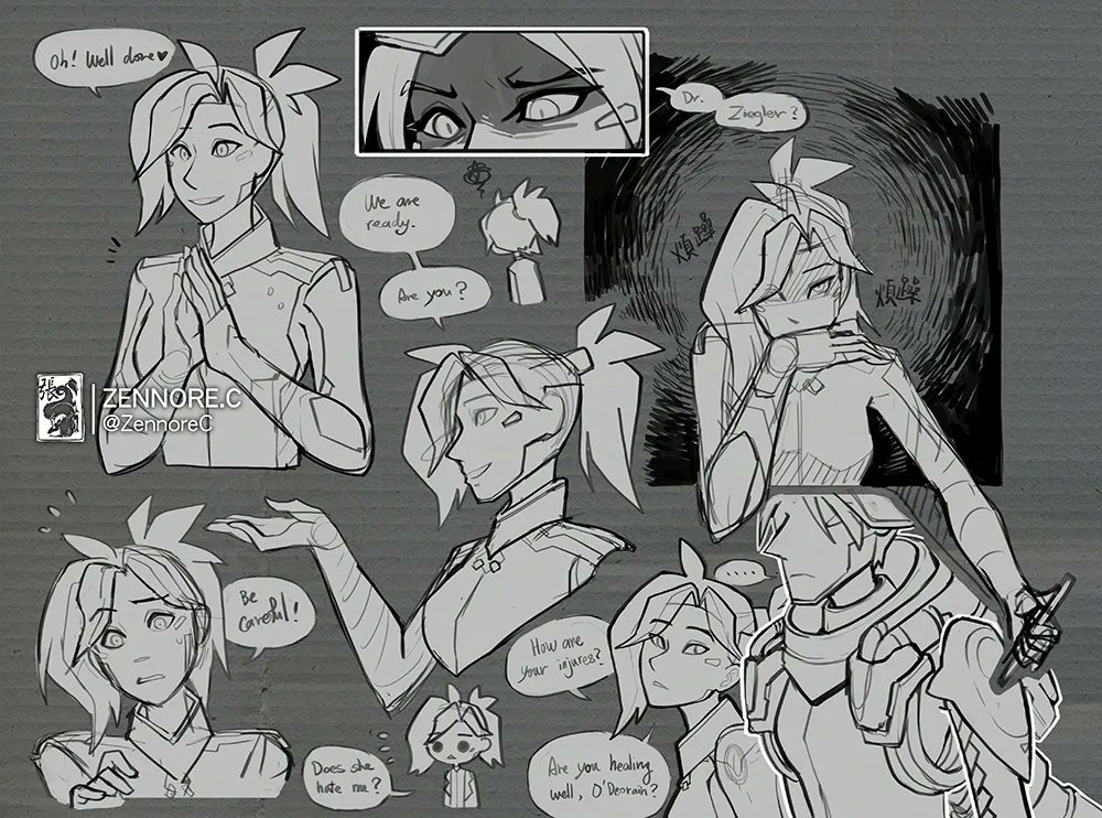 ZennoreC's tweet image. When their eyes met there was tension and defensiveness in Moira's glare. The geneticist walked off quickly.  

#Overwatch #OverwatchFanart #Moicy #MercyOverwatch #MoiraOverwatch #Art #Yuri #ToxicYuri #Fanart