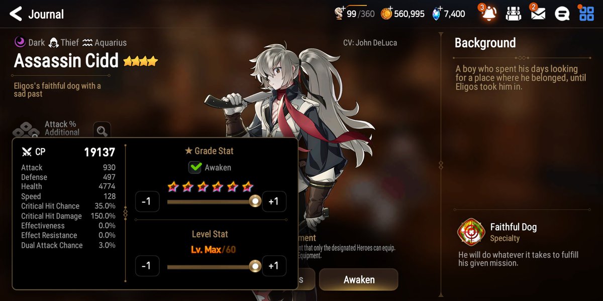 aryseptian_p's tweet photo. @hiiamkaut I can't find any 5* Aquarius Thief exist in the game, but other Aquarius Thief is 4* Assassin Cidd with 128 base speed. https://t.co/WgO6DJjENY