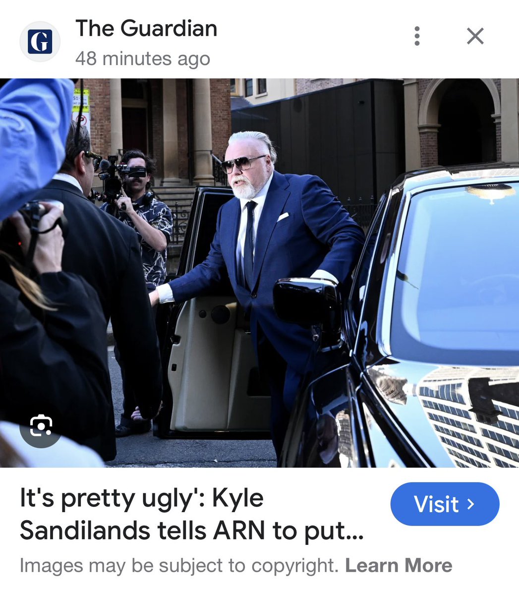 MFWitches's tweet photo. How in the goddamn fuck do we live in a world where the fucker known as Kyle Sandilands who’s now crying poor ‘cos he “has mortgages to pay” rocks up to court today in a huge fucking Rolls Royce?

#NewsCorpse https://t.co/zMRLbLkQav