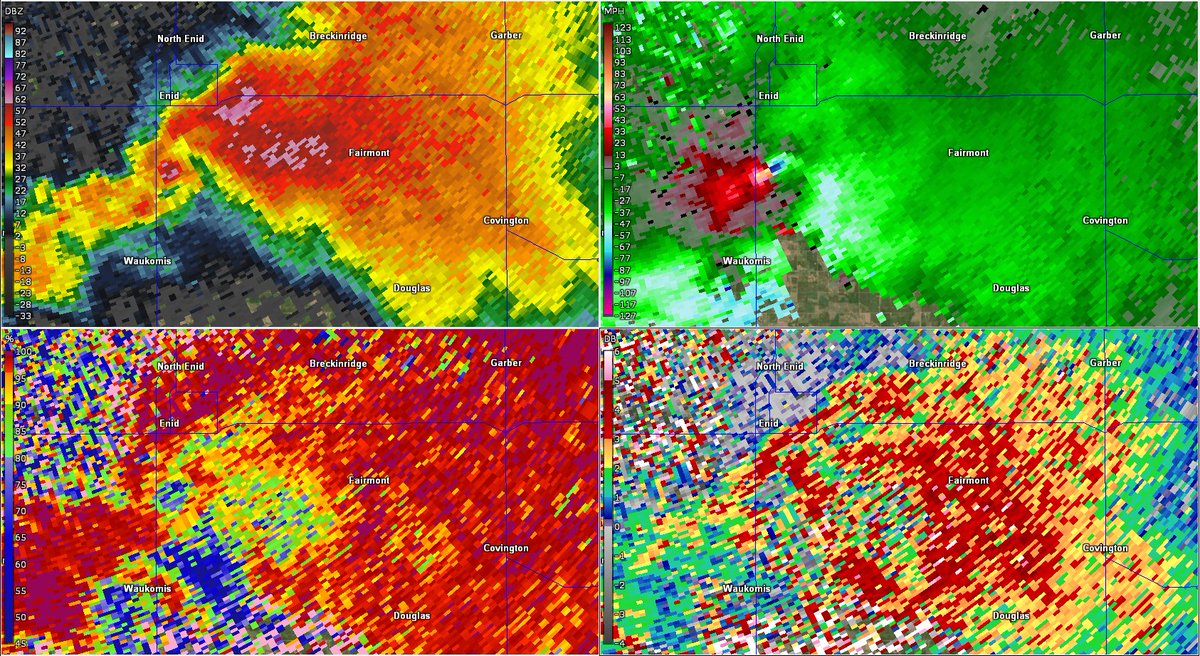 enhancedrisk's tweet photo. Extremely violent tornado just hit homes near Vance AFB south of Enid, Oklahoma. https://t.co/jP6FtBPlR4