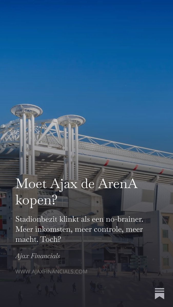 j_berden's tweet image. De mogelijke playoffs spelen in het stadion van Volendam. Dat zou nooit gebeuren als #Ajax de ArenA zou kopen.

Vaak wordt gedacht dat er miljoenen misgelopen worden door de huur ipv het bezit van je eigen stadion. Maar is dat ook zo?

Het korte antwoord: nee. En dat lijkt ook