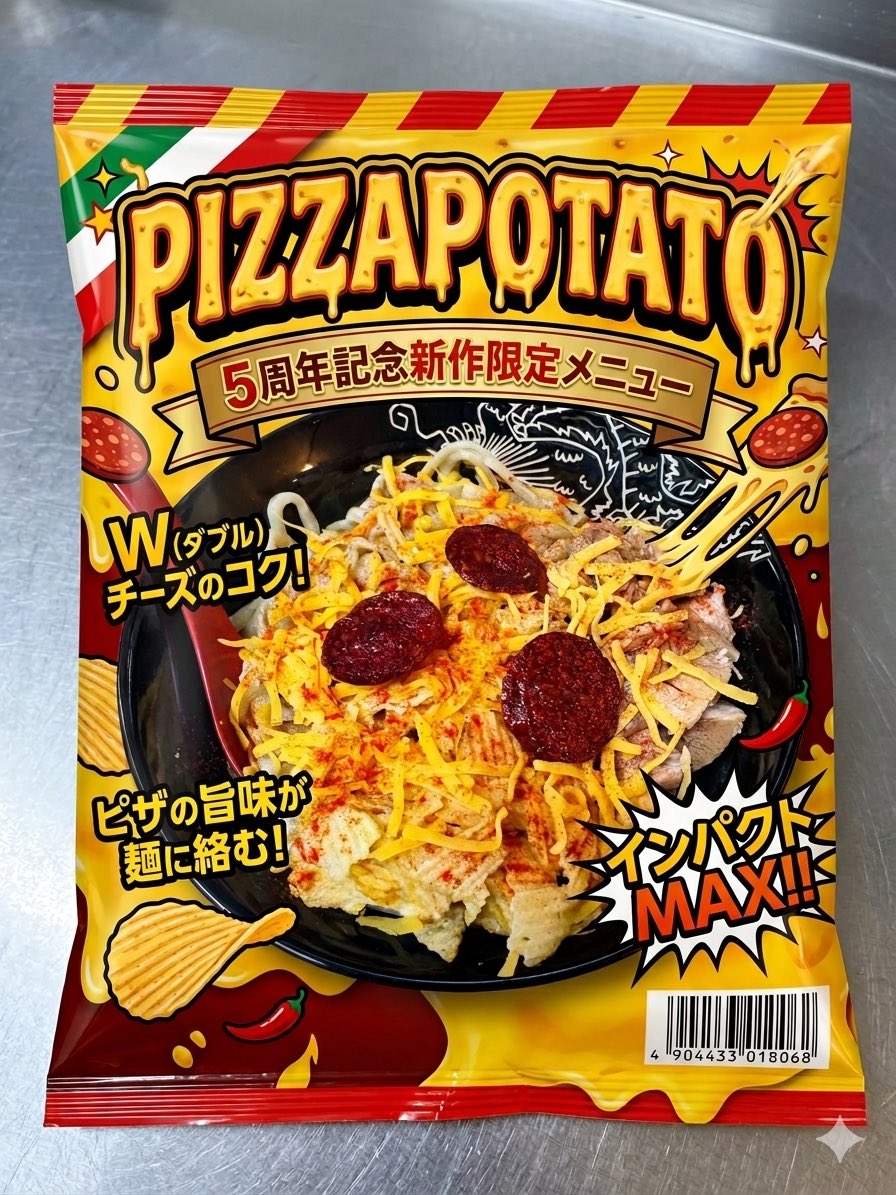 本日も宜しくお願い致します🙇 5周年記念新作限定メニュー PIZZAPOTATO
