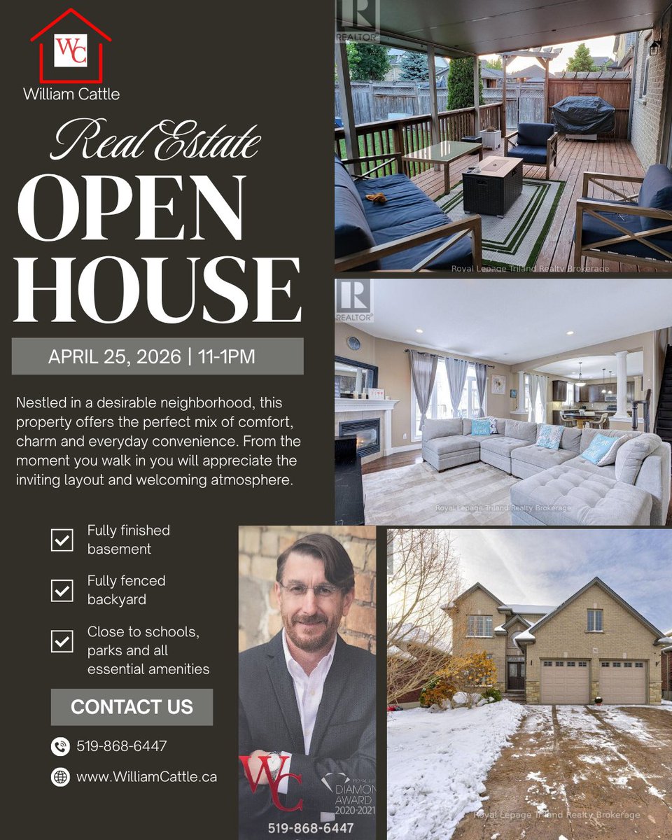 CattleWcattle's tweet photo. Join me this Saturday April 25th from 11-1pm @761 Glenwood Road North in Woodstock Ontario to  view this stunning home.

William Cattle https://t.co/c8c1YIGS4f