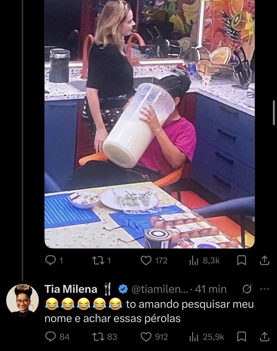 a milena tacando o nome dela na busca e vendo os tweets que aparecem KKKKKKKKKKKKKJ