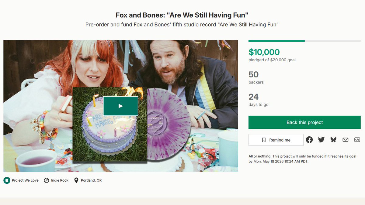FoxandBones's tweet photo. We made it to PIE TIME thanks to a last minute donation by Kyle &amp; Aimee Bennett! 

We'll be creaming each other live via our Instagram at 3:30 PST Saturday but will repost here as well! https://t.co/mENnTNiEeC
