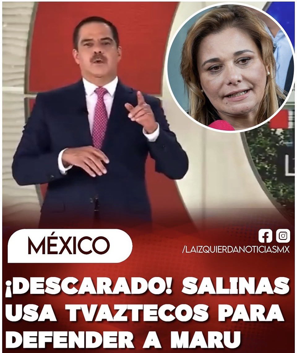 ¡ARRASTRADOS! EI
usurero de Ricardo Salinas Pliego ya envió a su lacayo Javier Alatorre a defender en su televisora ultraderechista a la vendepatria de Maru Campos. En una recopilación de mentiras trató de agredir a la 4T, pero los ciudadanos ya no les creen, por eso
van en