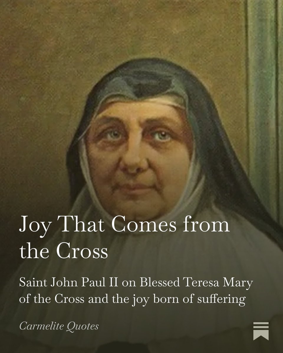 carmelitequotes's tweet image. ✝️ True joy isn’t the absence of suffering—it is found within it. Blessed Teresa Maria della Croce endured trial, darkness, and pain, yet remained at peace, echoing Saint Paul: “I overflow with joy in every tribulation.”

🔗 twp.ai/4hqIIU

#Catholic #Faith