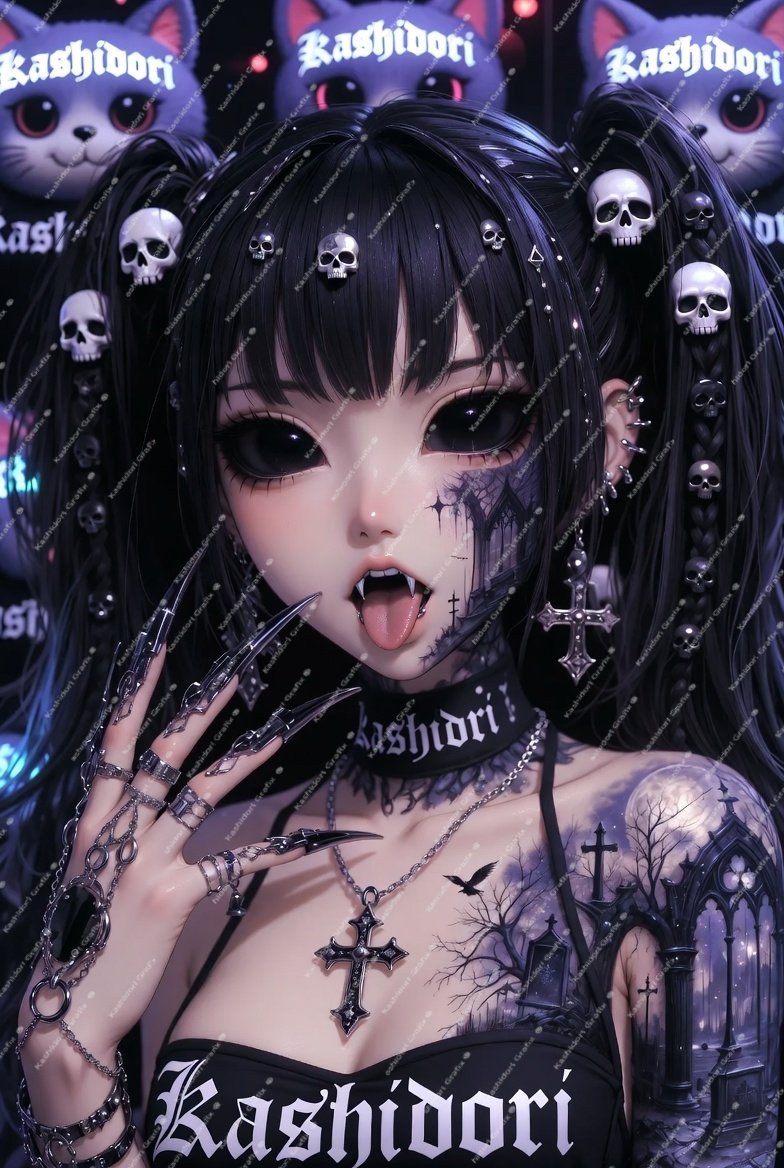 kuronightbane6's tweet photo. Kashidori Grafix ©️ presents a dark fantasy cyber-goth vision—where innocence fractures into shadow and steel. Pale as moonlight, marked by the grave, adorned in chains and symbols, she exists between realms: cute and cursed, synthetic and sacred. Every detail is crafted with obsessive precision to blur the line between beauty and the abyss.

⚠️ This artwork is protected with an embedded ghost watermark.

#Kashidori #KashidoriGrafix #CyberGoth #DarkFantasyArt #GothAesthetic #BratzStyle #AltFashion #DigitalArt #DarkArt #GothGirl #CyberpunkArt #FantasyArt #TattooArt #AestheticEdit #MoodyVibes #VisualArt #ArtOfTheDay #HighDetail #OctaneRender #UnrealEngine #AIArtCommunity #ArtistOnInstagram #CreativeDirection #DarkBeauty #AltModel #GothicStyle #HyperRealistic #DigitalCreator #ArtCollectors
