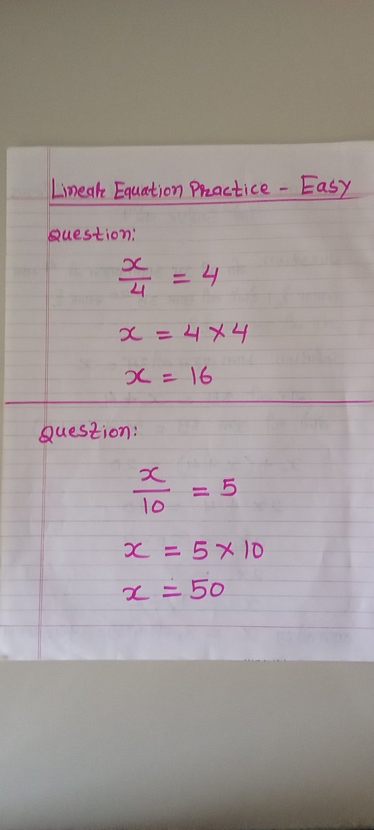 mathsiswow's tweet image. One Step Linear Equations #maths #easy #trick