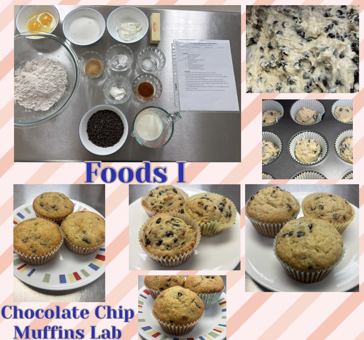 FoodsHSHS's tweet photo. Today Foods I concluded their quick breads labs with making chocolate chip muffins. They did a great job with their Mise en place, team work and the kitchens smelled amazing. They did a great job 🤩☺️ https://t.co/cTSQJWL2Hn