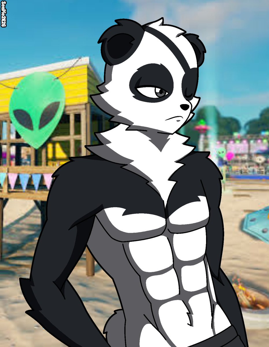 heissenpie's tweet photo. Have a panda boy at the beach 🐼⛱️ 
.
Agent Patch from Fortnite 
#myart #fanart #fortnite #agentpatch #furry #panda https://t.co/pnQtymCFdC