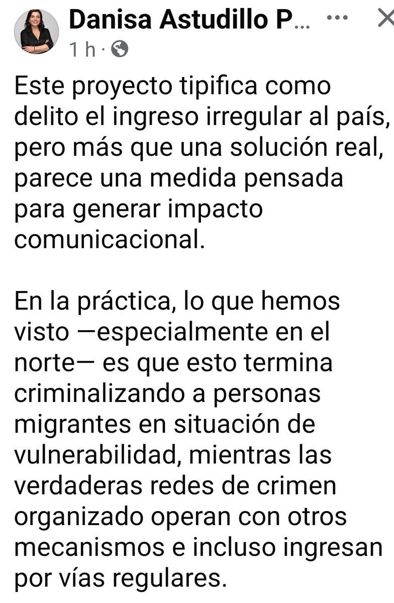jorgesolimano's tweet photo. #iquique declaración de senadora Danisa Astudillo por proyecto que tipifica como delito el ingreso irregular https://t.co/h7NUFuXUhh