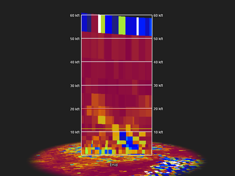 Vorticity4401's tweet image. A truly horrifying scenario as a very likely violent (EF4+) tornado struck Vance AFB in Enid, #okwx and many residential areas.

Debris was lofted from a range of 20,000-28,000ft ARL with a peak Vrot of 78.2 knots, and massive debris centrifuge akin to EF4+ tornadoes. #wxtwitter
