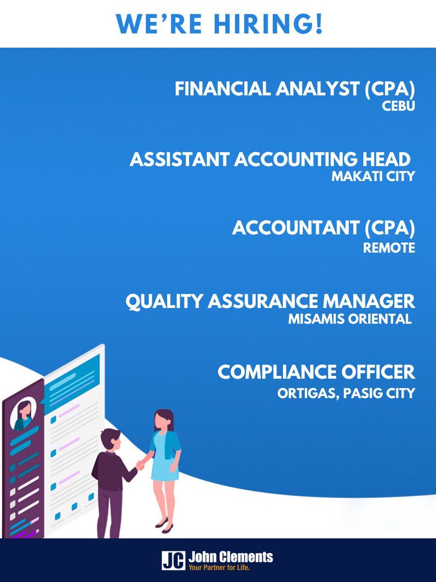 johnclementsph's tweet photo. Big opportunities. Multiple career paths. One smart move—yours. 🚀

Click Jobs in our Bio!

#NowHiring #CareerGrowth #JobOpeningsPH #FinanceCareers #AccountingJobs #EngineeringCareers #HRJobsPH #JobAlert #ApplyNow #JobSearchPH https://t.co/3IwKPTxCOu