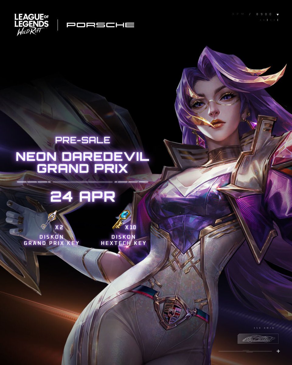 wildriftID's tweet photo. Balapan juga butuh booster biar performa oke 🥵 Dapetin Grand Prix Key biar bisa kelihatan keren dengan skin collab Porsche spesial 💜 #WildRiftxPorsche https://t.co/RowVBh9VSh
