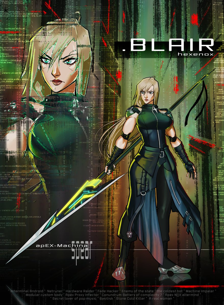 Steadyknight1's tweet image. Blair (My OC) commission for @/RaineHavoc!

She's wearing gear by Nosucism as it absolutely fits the "post-cyberpunk" world she inhabits

#Nosucism #Techwear #TechwearArt #Enshadower