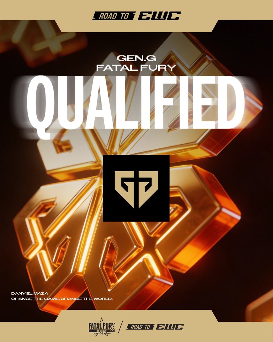 GenG's tweet photo. [𝐄𝐖𝐂 𝟐𝟎𝟐𝟔 | 𝐐𝐔𝐀𝐋𝐈𝐅𝐈𝐄𝐃]

Gen.G Fatal Fury, @DanyMzt_FGC is headed to the Esports World Cup 2026!

Ready to make our mark on the global stage. See you in Riyadh!🚀

#GENG #GENWIN #EWC2026 https://t.co/c6lZAhSMeX