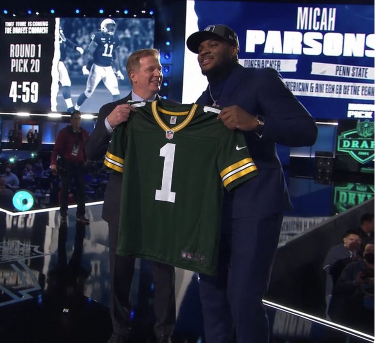With the 20th pick in the 2026 NFL Draft.the Green Bay Packers select  Micah Parsons, defensive lineman, Penn State University. #Packers #GoPackGo