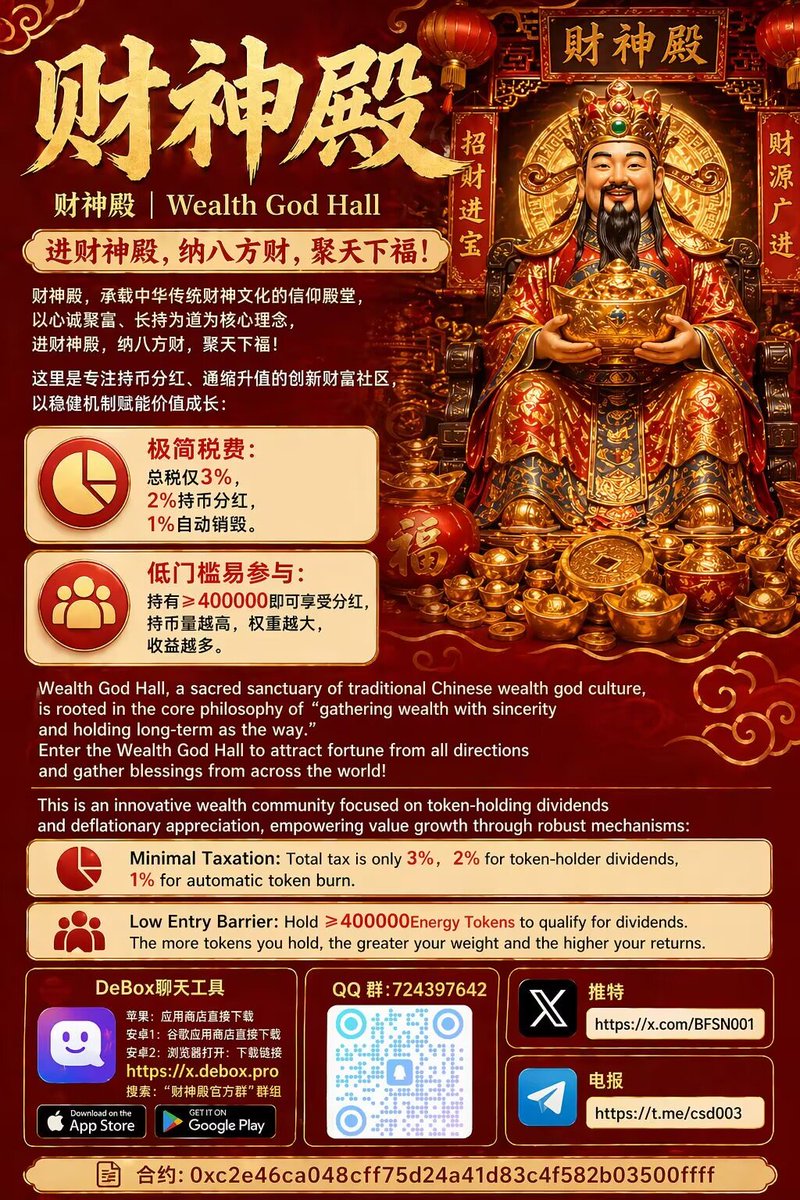财神殿会同好的公链币相媲美1. 财神殿在手，双涨天天有✨
持币享BNB分红，越持越富有💰
2. 财神殿｜持币即分红
币涨+BNB涨，双向收益拉满🚀
3. 选对财神殿，每天都像过年🧧
持币40W+享BNB红利，稳稳幸福～
4. 财神殿生态，躺赢才是真赢
持币分红+双币增值，运气实力双在线🍀
5.