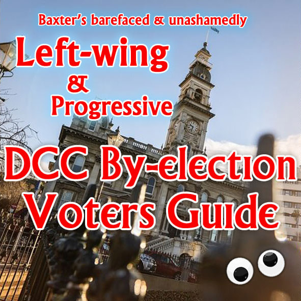 tartanperil's tweet image. Baxter's Lefty Guide to DCC By-election candidates - OUT NOW.
Please SHARE - the balance of Council is at stake.
Link in comments. 
#Dunedin #DCC