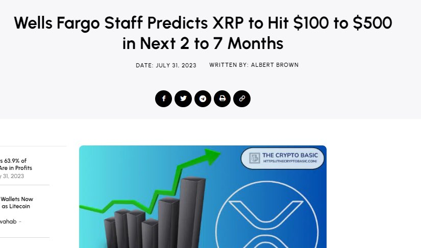 🚨 BREAKING: WELLS FARGO — ONE OF THE WORLD’S LARGEST FINANCIAL INSTITUTIONS JUST PREDICTED THAT $XRP COULD REACH $500 WITHIN THE NEXT 2 TO 7 MONTHS!