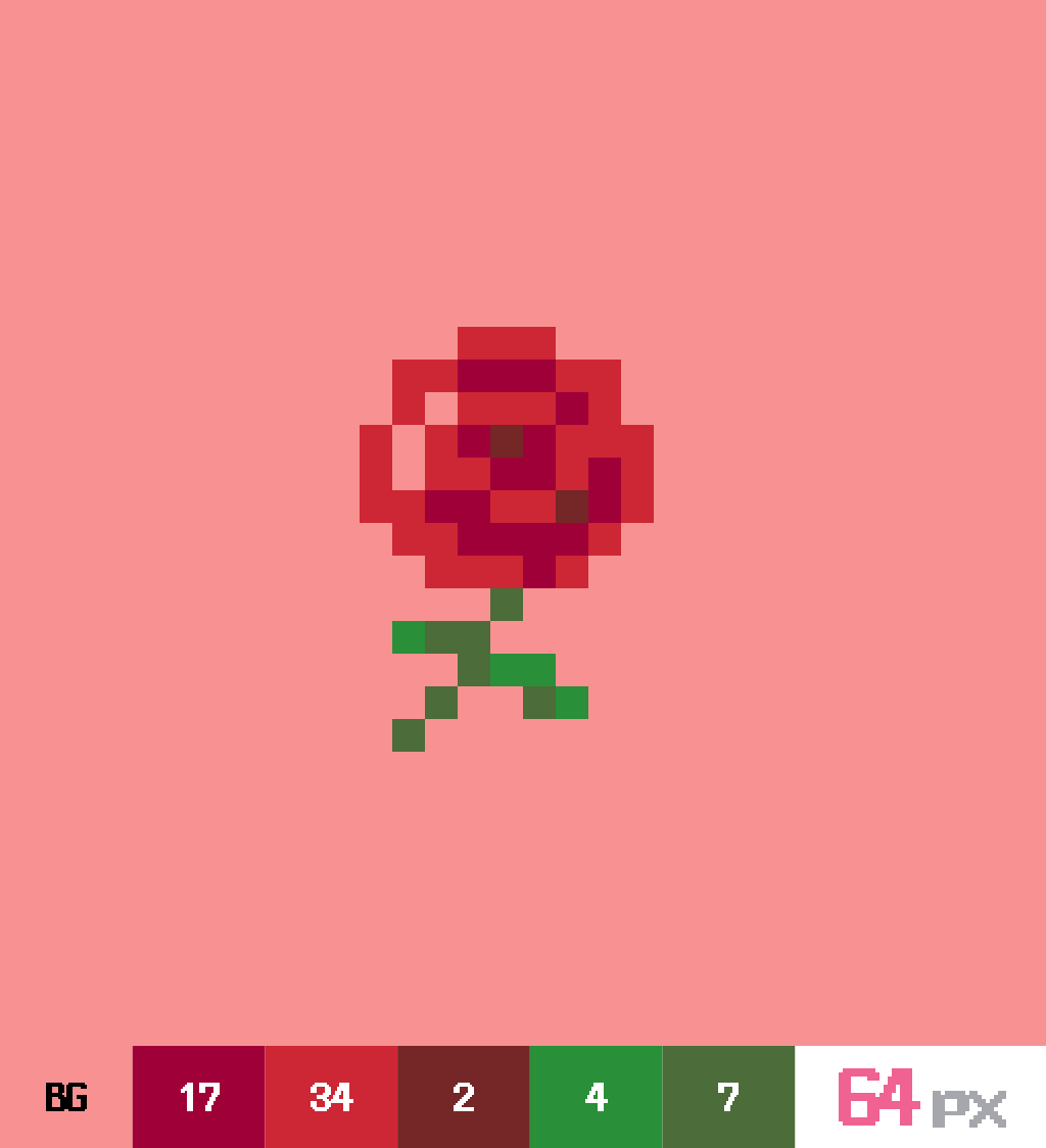 ga_kirinoha's tweet image. ドットピクト公式企画：64ドット以内でバラを描こう
#dotpict #ドット絵 #pixelart