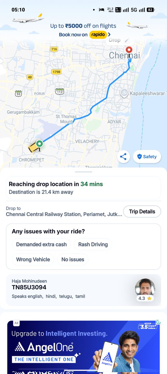 rijulsurendran's tweet photo. @ChennaiTraffic I would like to report unsafe driving by a cab driver (TN85U3094) on 24 April around 5:10–5:40 AM in Chennai.
The driver was continuously using his phone while driving and also drove in the wrong direction.
This posed a serious safety risk. https://t.co/l58guRZ3ob