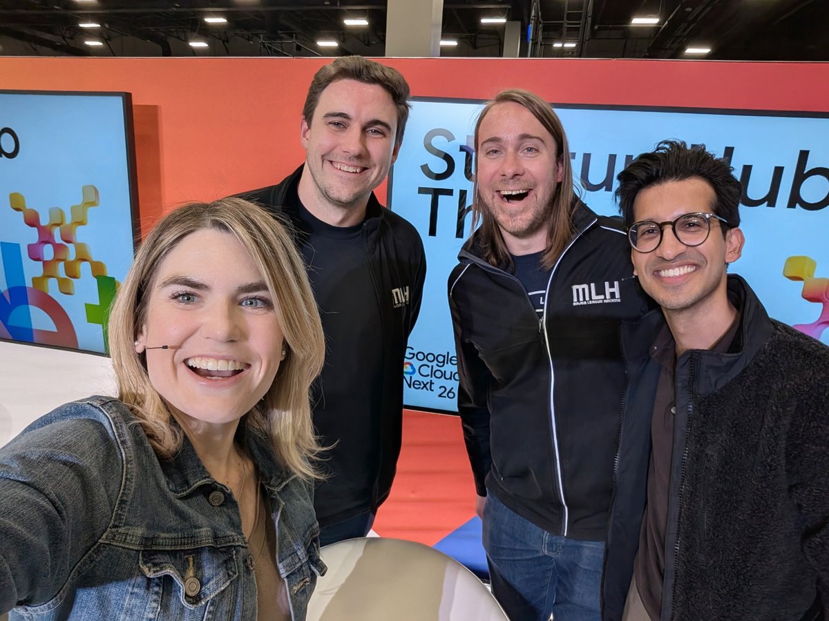thisisryanswift's tweet photo. It was awesome to speak at #GoogleCloudNext with @DynamicWebPaige @ammaar and @SwiftAlphaOne 

At @mlhacks we've been teaching thousands of next gen developers how to vibe code with @GoogleAIStudio Thank you for highlighting our work. Excited for more to come! https://t.co/oSETujP5Jx