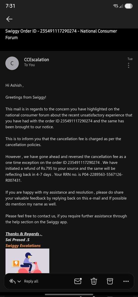 ashishrranka's tweet photo. @romydeora Swiggy Order placed at 7.42 pm
Was showing 35 to 40 mins
Delivery Rider came at my doorstep at 8.58 pm
I refused to accept such a late delivery 
They refused to refund my amount
Had to file a grievance on National consumer forum &amp; in 2 days i was refunded https://t.co/s5MnwvNcIK