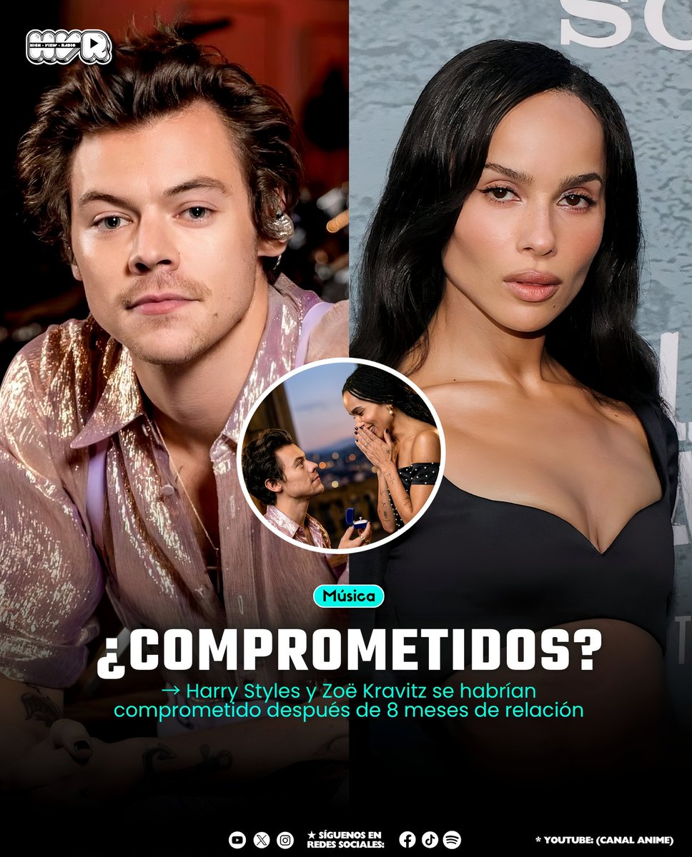 Highviewradio_'s tweet image. 📰 | Según el portal Page Six, Harry Styles y Zoë Kravitz se han comprometido tras 8 meses de noviazgo. 😱💍

→ Una fuente dice que Harry Styles está "completamente enamorado" y Zoë Kravitz está "en las nubes".

#HarryStyles #ZoeKravitz #OneDirection #HVR #Musica